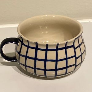 White and blue soup mug